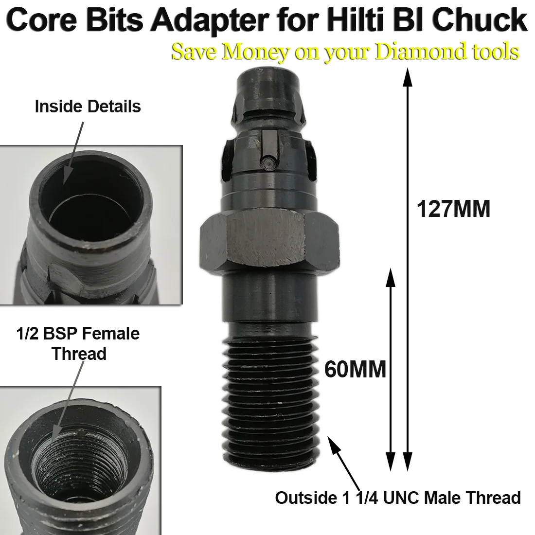 DIATOOL 1pc Adapter for HILTI Machine, Diamond Core Bits Adapter DD BI for HILTI BI chuck DD100 DD110W DD120 DD130 DD150 U DD160