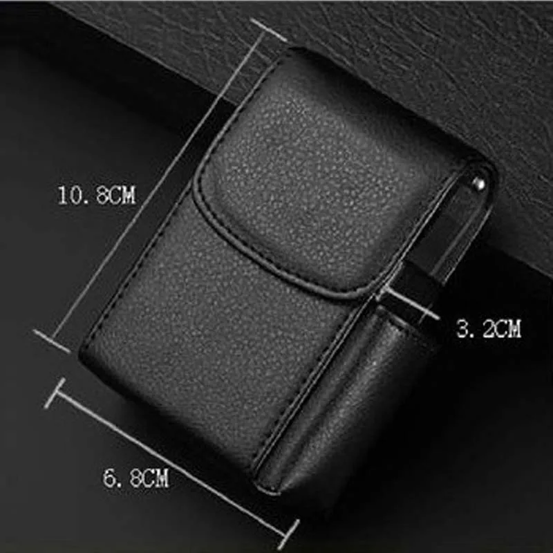 PU Leather Cigarette Box Case with Pouch Lighter Holder Cigarette Case Wallet Design for Men and Women Unisex