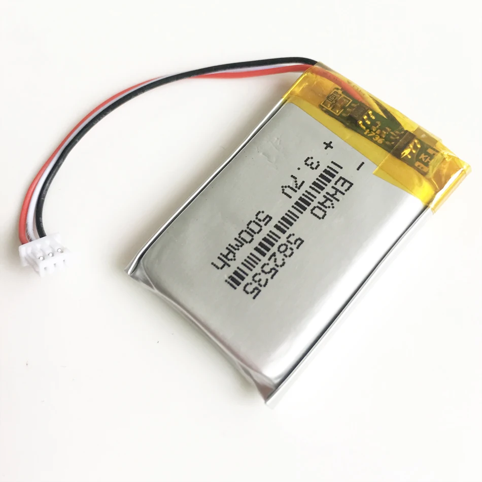 3.7V 500mAh litowo-polimerowa LiPo akumulator z JST 1.25mm 3pin złącze 582535 do Mp3 GPS kamera Bluetooth zegarek