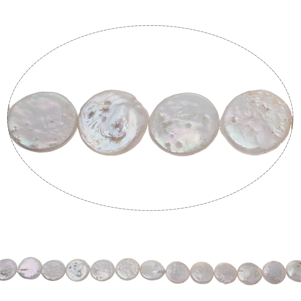 Coin Cultured Freshwater Pearl Beads Guaranteed 100% Natural White 13-14mm Loose Beads For Necklace Bracelets Jewelry Making