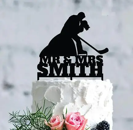 Personalized name Hockey couple wedding Acrylic cake toppers bridal shower engagement party decorations