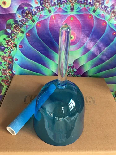 Imagen 1 del producto Cuenco tibetano de cristal con mango de color azul perfecto 4ta octava Nota A o A # tenga en cuenta u otro color