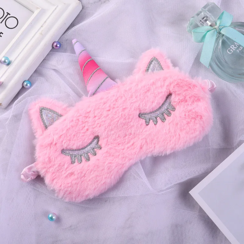 Silver Unicorn Sleep Eye Mask Shade Nap Cover Blindfold Face Ice cream Shading Sleep Cotton Goggles Aid Relax Travel Eyepatch