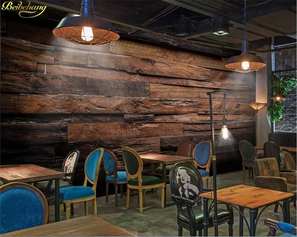 beibehang Custom photo wallpaper mural wood block together wood grain bar restaurant cafe background wall papers home decor