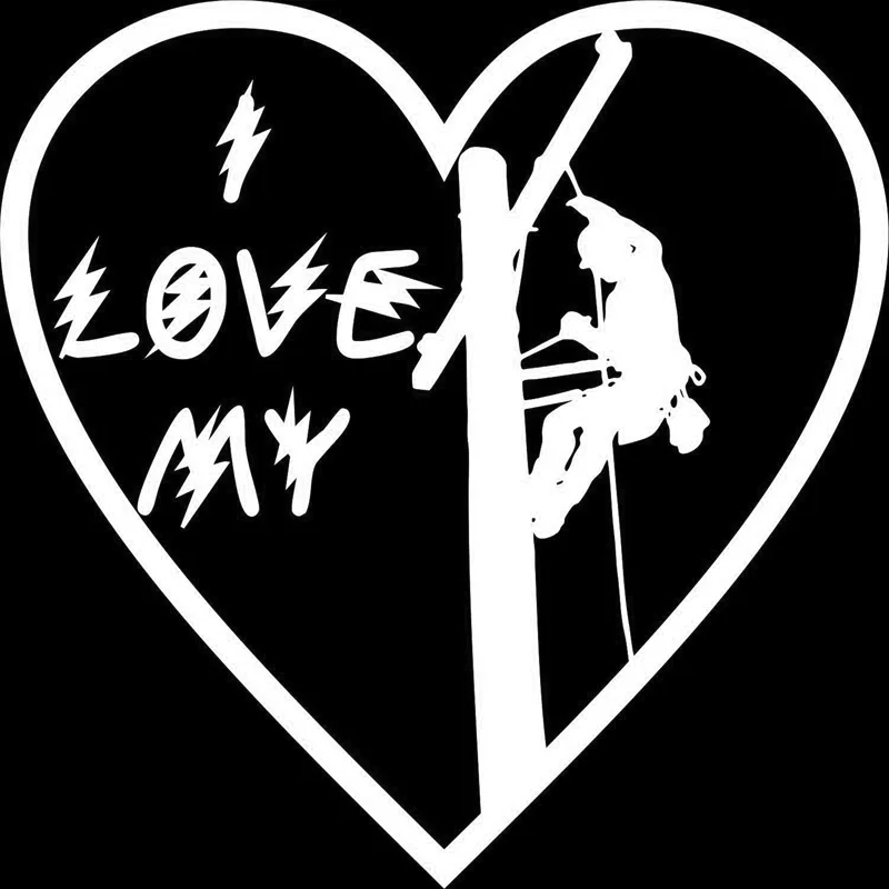 15cm*15cm L LOVE MY Lineman Electrician Heart Man Fashion Vinyl Car Sticker Decals Black/Silver S6-3890