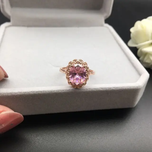 KJJEAXCMY Factory Outlet Wholesale Colorful Jewelry Pink Zircon Ring 925 Silver One Piece