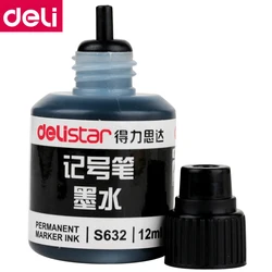 1PCS 12ml Deli S632 permanent marker ink 3 color disposable ink supplement liquid permanent marker pen ink wholesale