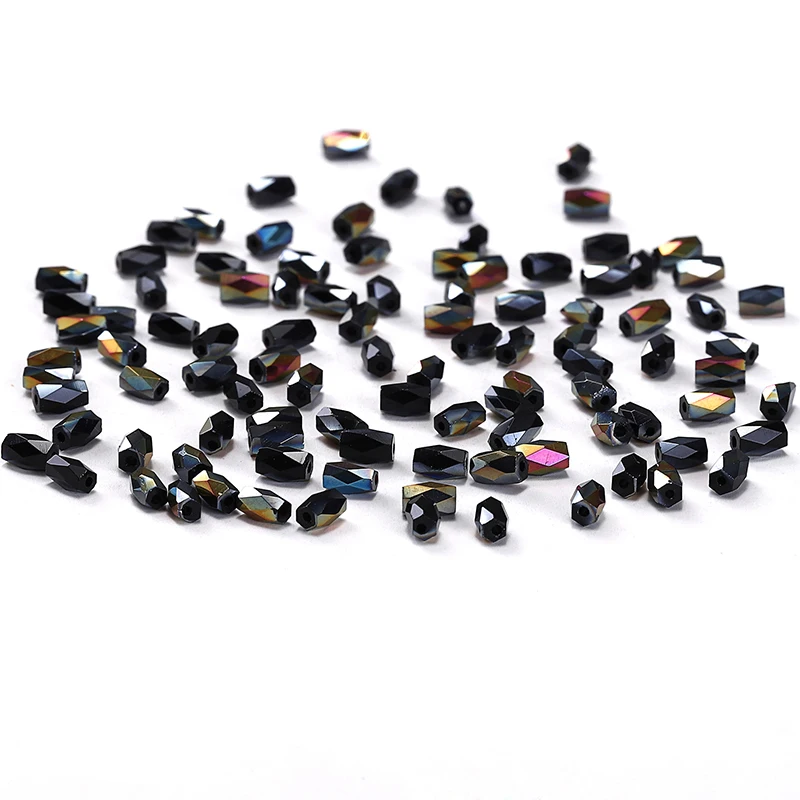 

Charm Glass Cylinder Crystal Beads Black Color AB 50pcs 2*4mm Austria Crystal 18 Cutting Faces Loose Beads DIY Jewelry Crafts C2