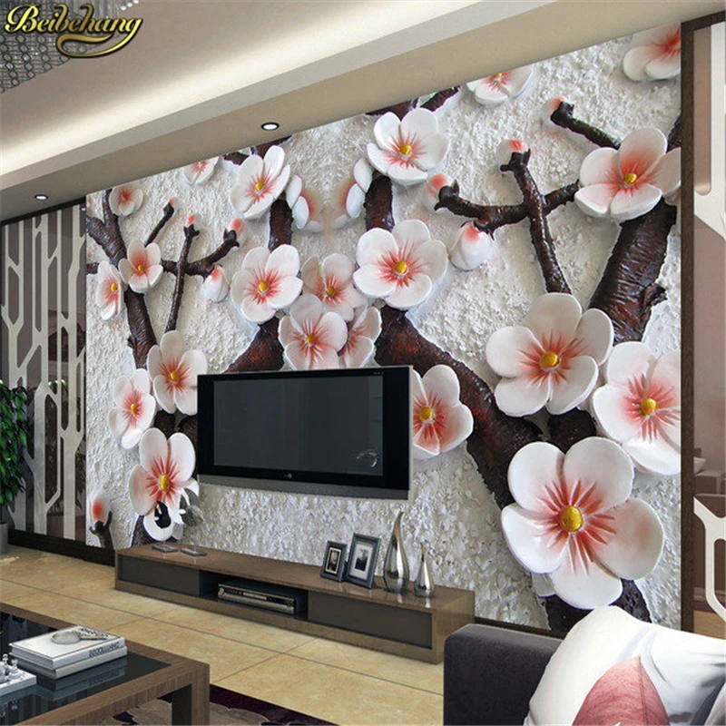 

custom Modern Peach blossom 3d wallpaper wall mural papel de parede photo wall paper roll photo wallpaper 3d flooring paper