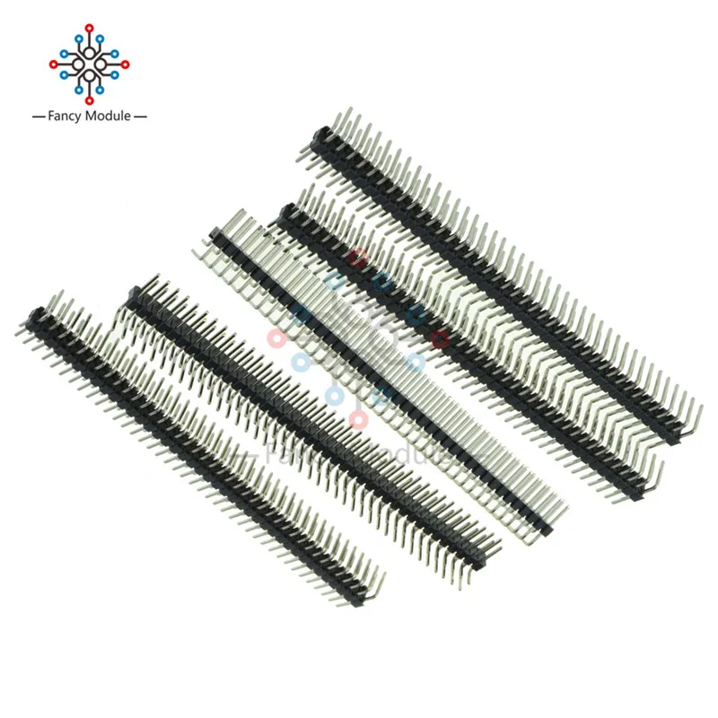 5PCS 2.54mm 2 x 40 Pin Male Double Row Right Angle Pin Header Strip