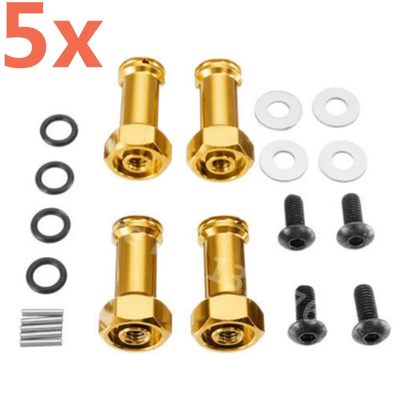 5 Sets RC Car WLtoys A949 A969 A979 Upgrade Part Aluminum Alloy 12MM Hex Drive 24MM Extension Adapter For RC 1/18 Scale Models