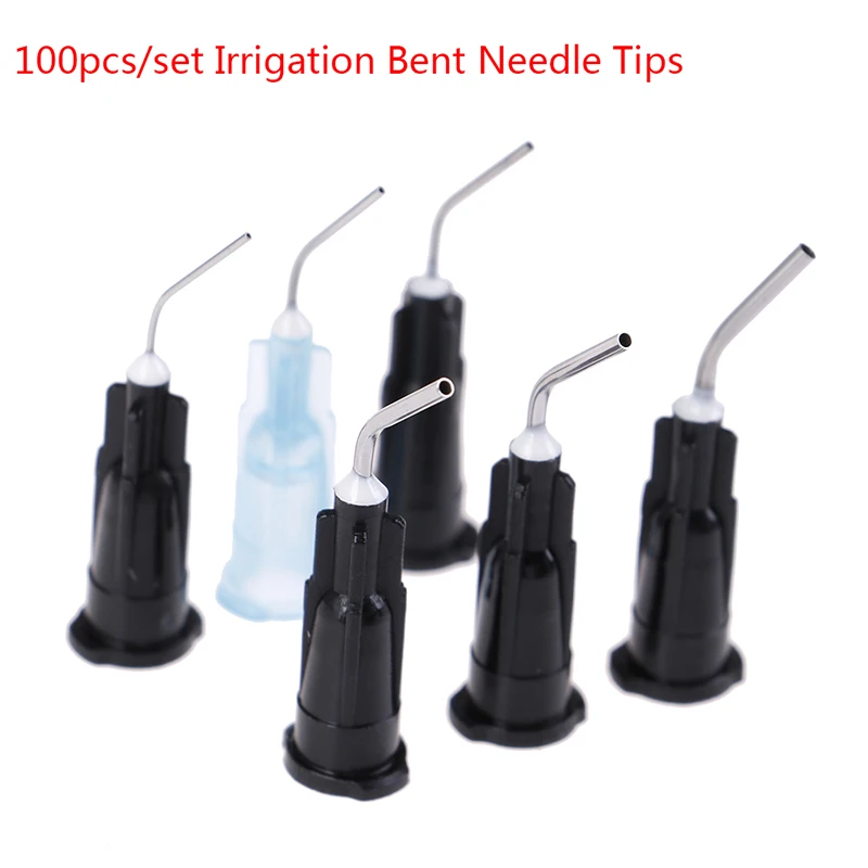 

100pcs Equipment Irrigation Bent Needle Tips Dental Flow Sealant Etchant Composite Resin Acid Reagent Delievery Syringe Tips