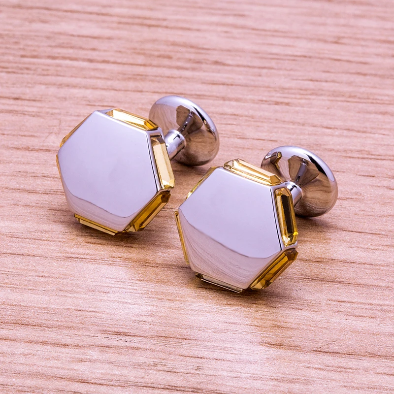 KFLK jewelry fashion brand of shirts cufflinks yellow crystal cufflinks luxury wedding button male high quality guests