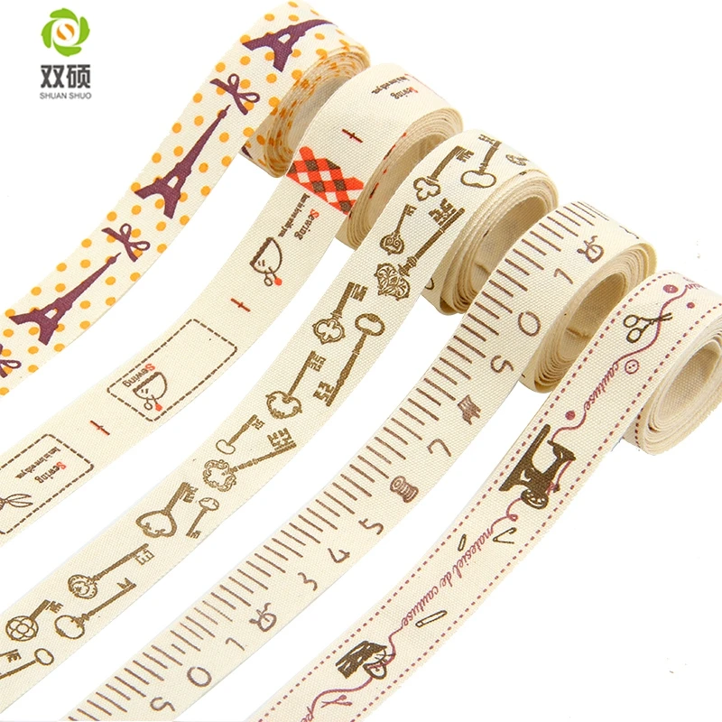 ShuanShuo 1.5cm Cartoon Printing Cotton Ribbon Weaving Mark For DIY Hand Accessories  5yard/Pack