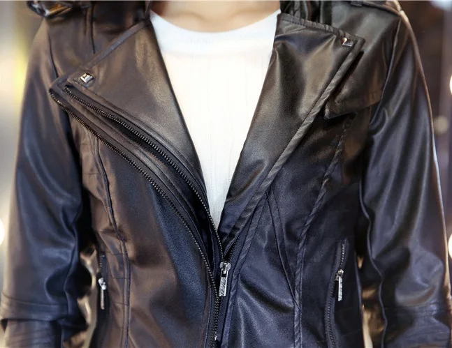 Spring and Autumn new PU short paragraph women \'s leather garments motorcycle leather jackets large size Slim women