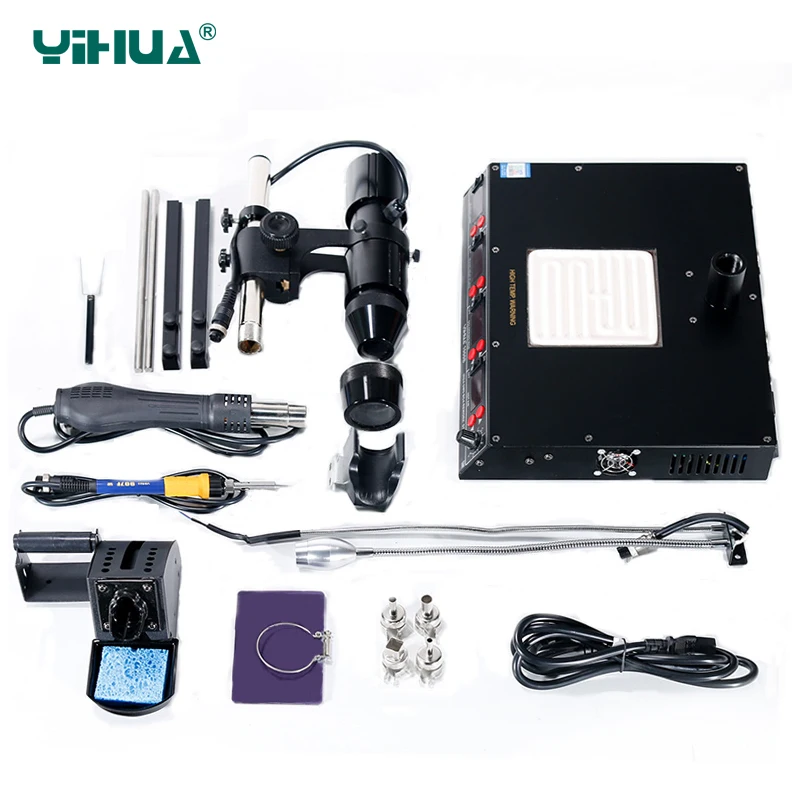 YIHUA 1000B BGA Rework Station 4 in 1 Infrared Rework Station SMD Hot Air Gun 540W Preheating Station 75W Soldering Iron station