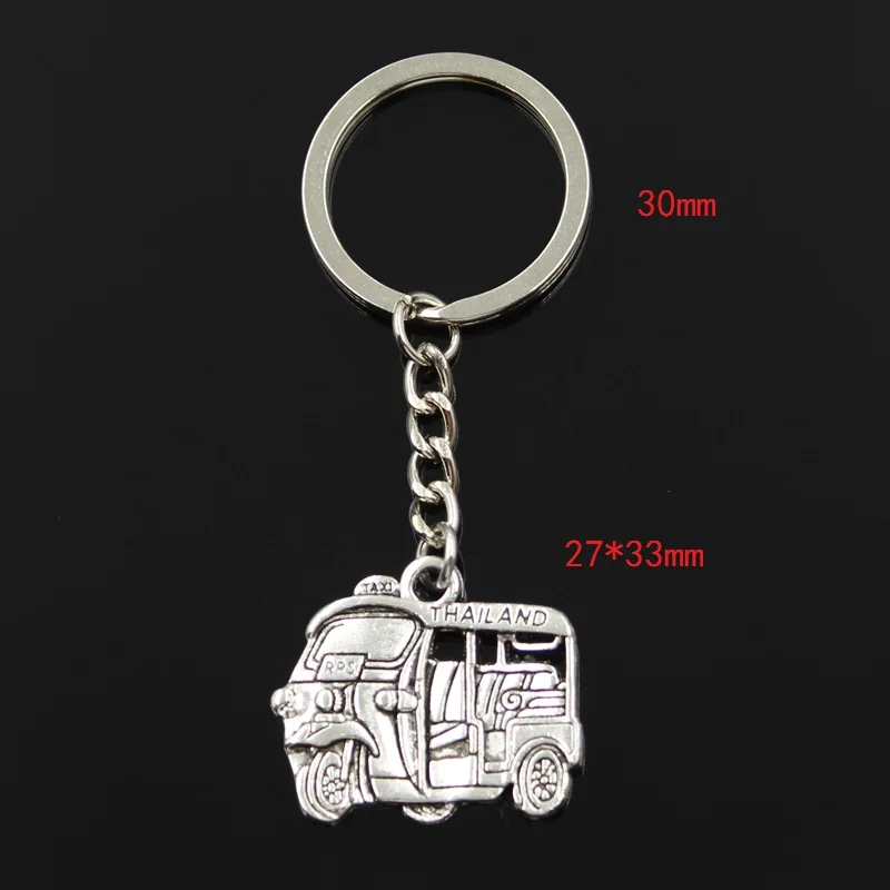 New Fashion Keychain 27x33mm Thailand Taxi Car Bus Pendants DIY Men Jewelry Car Key Chain Ring Holder Souvenir For Gift