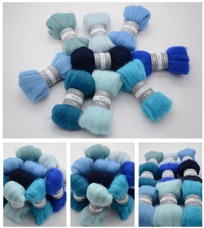 DIY Needle felt 70s wool felt soft feeling Wool Fibre Tops Roving DIY Spin 