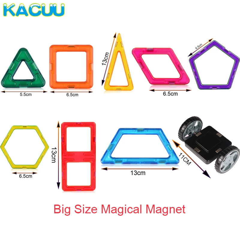 KACUU 61-135PCS Big Size Designer Magnetic Blocks Set Building Magnets Toy Magnetic Constructor Blocks Toys For Children