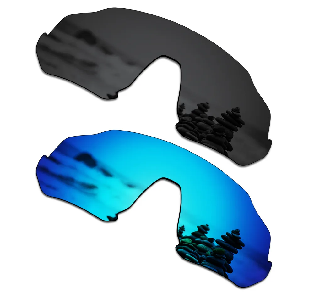 SmartVLT 2 Pieces Polarized Sunglasses Replacement Lenses for Oakley Flight Jacket Stealth Black and Ice Blue