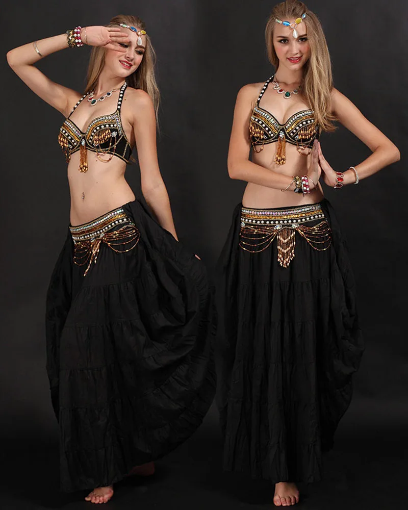 High Quality Handmade Belly Dance Tribal Costume For Women Belly Dancing Bra Belt Skirt Tribal Belly Dancing Performance Set