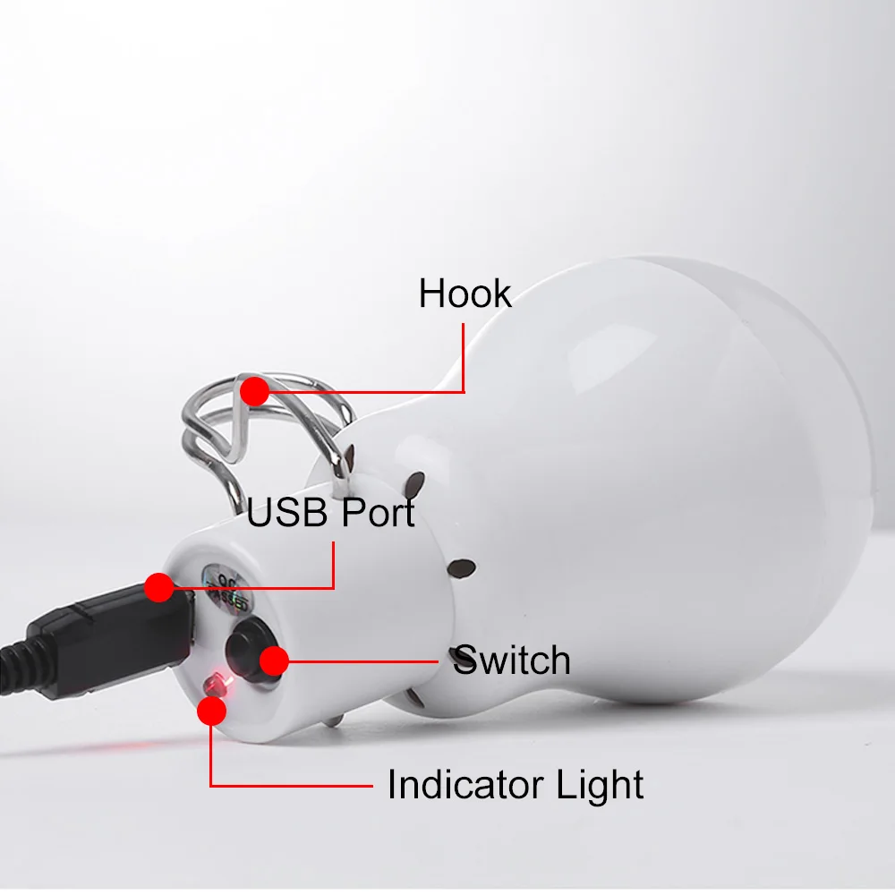 15W 110LM Portable  Tent Light Solar Energy Charge Emergency Lamp Mini Waterproof LED Light Bulb For Camping Hiking Fishing