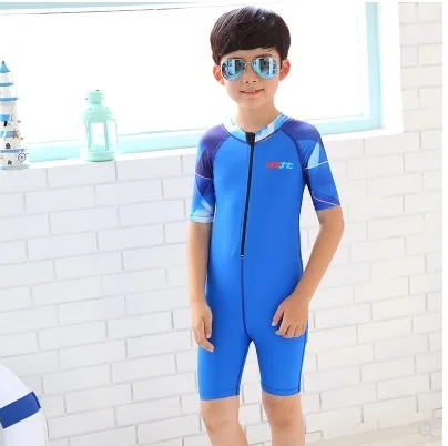 Children Professional Patchwork One Piece Sport Breathing Bathing Suit Girls Boys Outdoor Training Competitive Swim BathingSuit