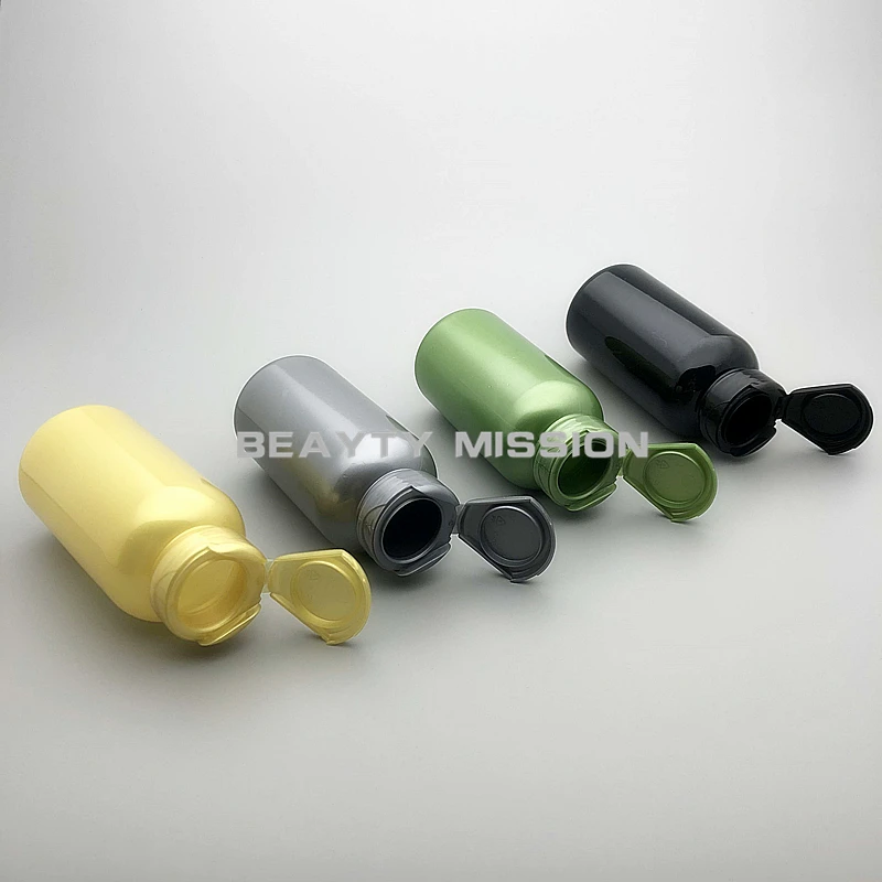 BEAUTY MISSION 200cc 30Pcs/Lot Medical PET Empty Bottle, Yellow/Green/Gray/Black Pull Lid Bottle, 200ml Capsule Flip Cap Bottle