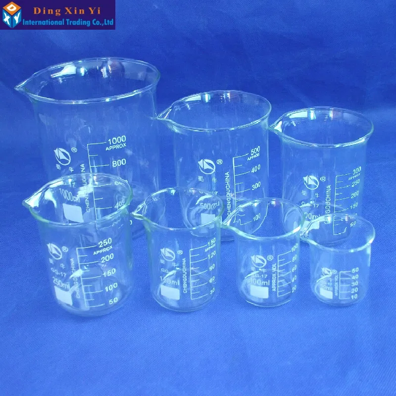 

SHUNIU Glass Beaker 7 Pcs Set 50, 100, 150, 250,300,500,1000ml Low form with graduation Glass Chinese famous brand