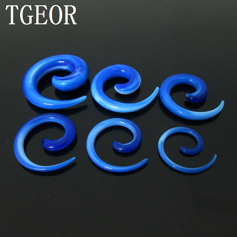 FREE SHPPING piercing body jewelry ear expander Charm 1pair gauges double color spiral acrylic ear taper HIGH QUALITY