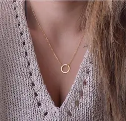 2020 New Brushed Forever Circle Pendant Necklaces For Women Alloy Fashion Long Chain Geometric Classic Round Necklace Party Gift