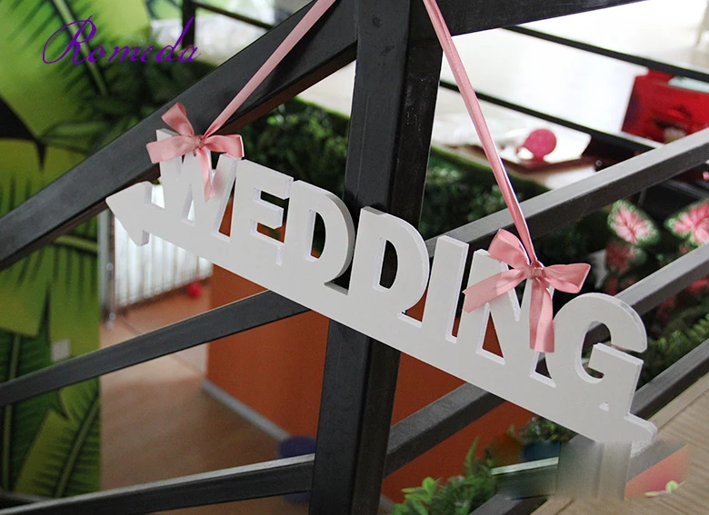 Free shipping wedding signpost wedding letters banner photo props sign white wedding arrow road lead