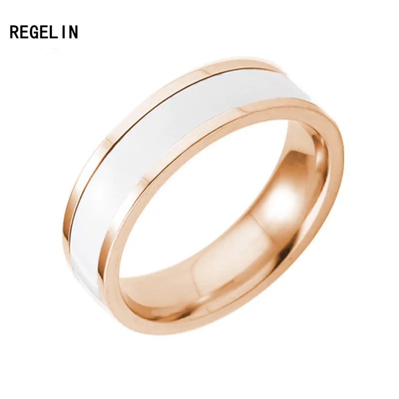 REGELIN 2017 black and white ceramic 316L Stainless Steel finger rings for women/men wholesale