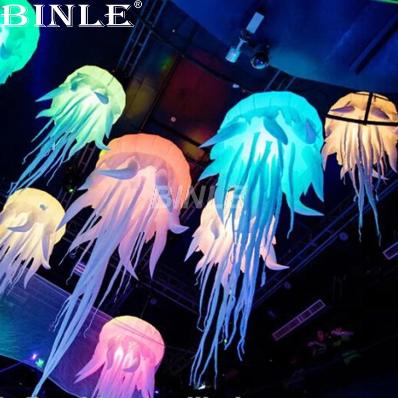 6pcs/pack 2.5m giant RGB colorful shinning inflatable led jellyfish for party decoration