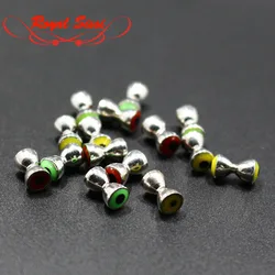 10Pieces pack Sunken Dumbbell Beads 3DEyes Recessed Barbell brass material Fly Tying Metal Eyes damselfly eye fly tying material