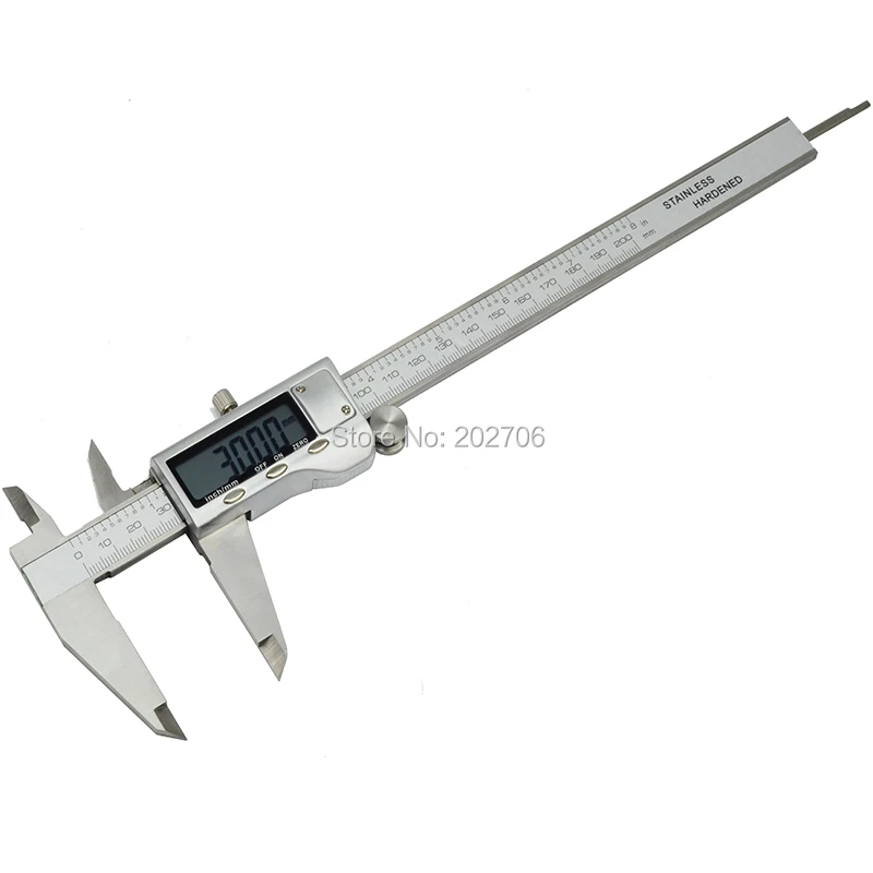 0-200mm 8inch Stainless steel metal case Electronic Digital Vernier Caliper micrometer gauge paquimetro long jaw plastic caliper