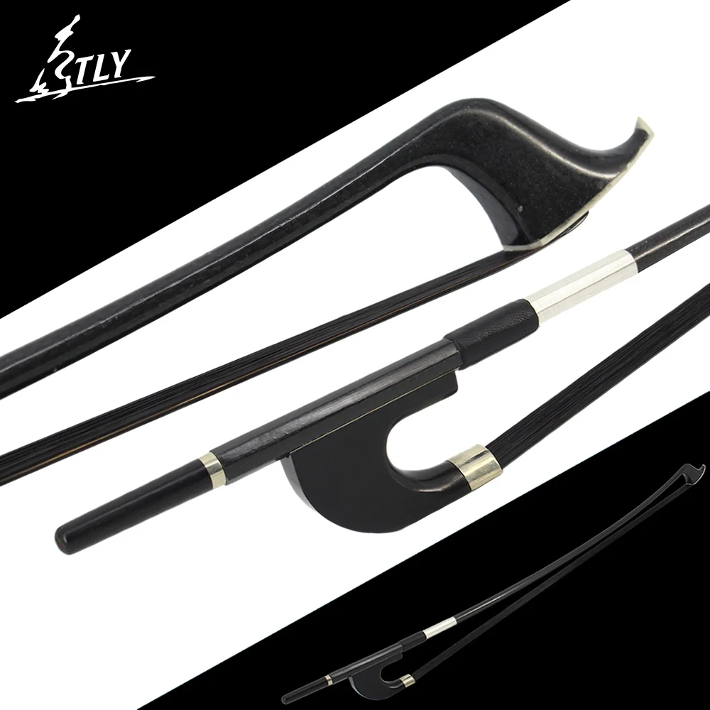 

Factory Store High Quality Carbon Fiber German-style Double Bass Bow 4/4 Black Horsehair Ebony Frog w/ Colored Shell