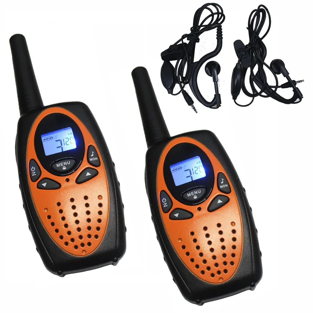 Orange T628 1W long range wireless talkie walkie pair PMR 446 VOX earpiece 2 way radio walky talky interphone w/ charger