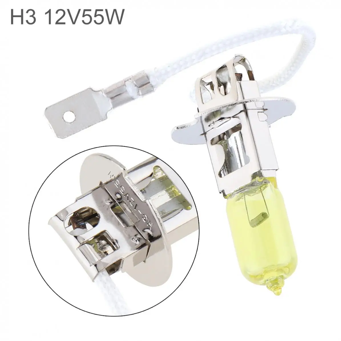 12V H3 2500K 55W Yellow Light Super Bright Car Xenon Halogen Lamp Auto Front Headlight Fog Bulb