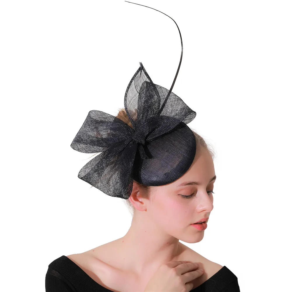 

Women Navy Occasion Fascinators Hats For Kentucky Derby Party Bridal Millinery Church Hats Wedding Hair Accessories