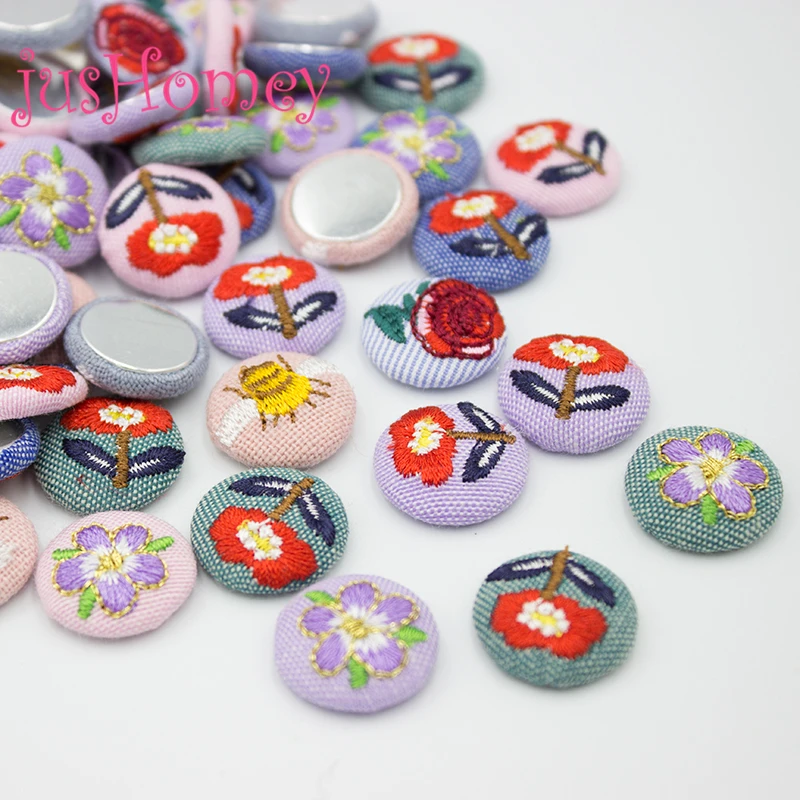 20PCS Mixed Colors Embroidery Fabric Covered Buttons 0.78\