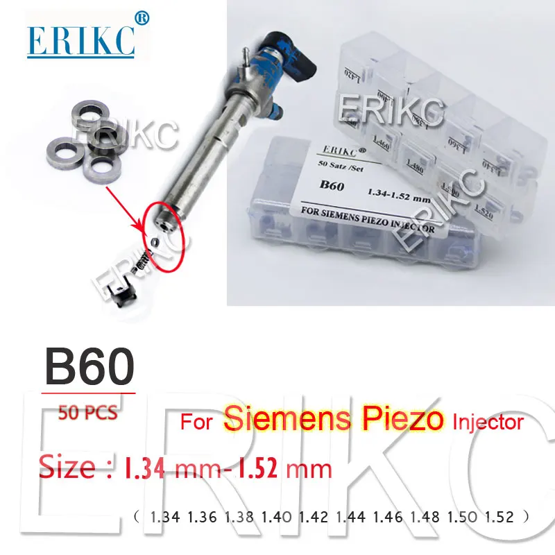 ERIKC 50 pieces / lot   Common Rail injector  Adjusting Washers For Siemens Injector Nozzle, Size 1.34mm-1.52mm