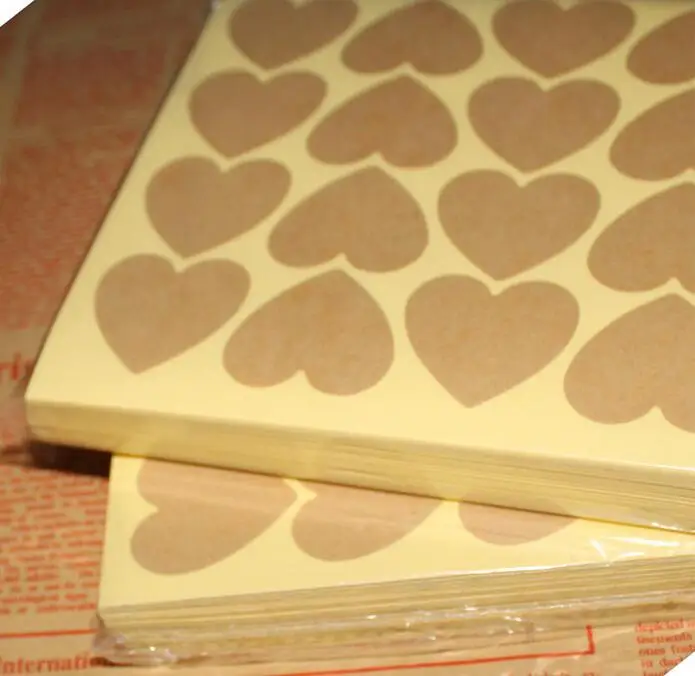 120pcs/lot 30*35mm  Heart Shape blank Kraft Paper Label Sticker For DIY Hand Made stickers