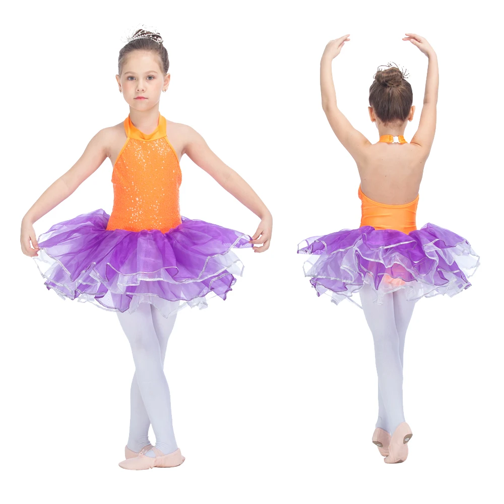 

Retail Wholesale Sequin Lycra Bodice Tulle Skirts Halter Sequin Leotard Dress Tutu for Performance All Sizes