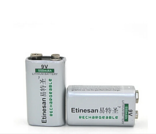 6 قطعة ETINESAN 550mAh 9v ليثيوم أيون قابلة للشحن البطارية اورن ، مروحة ، سماعة ، الهاتف ، ميكروفون ، لوحة المفاتيح اللاسلكية والماوس ، لعبة