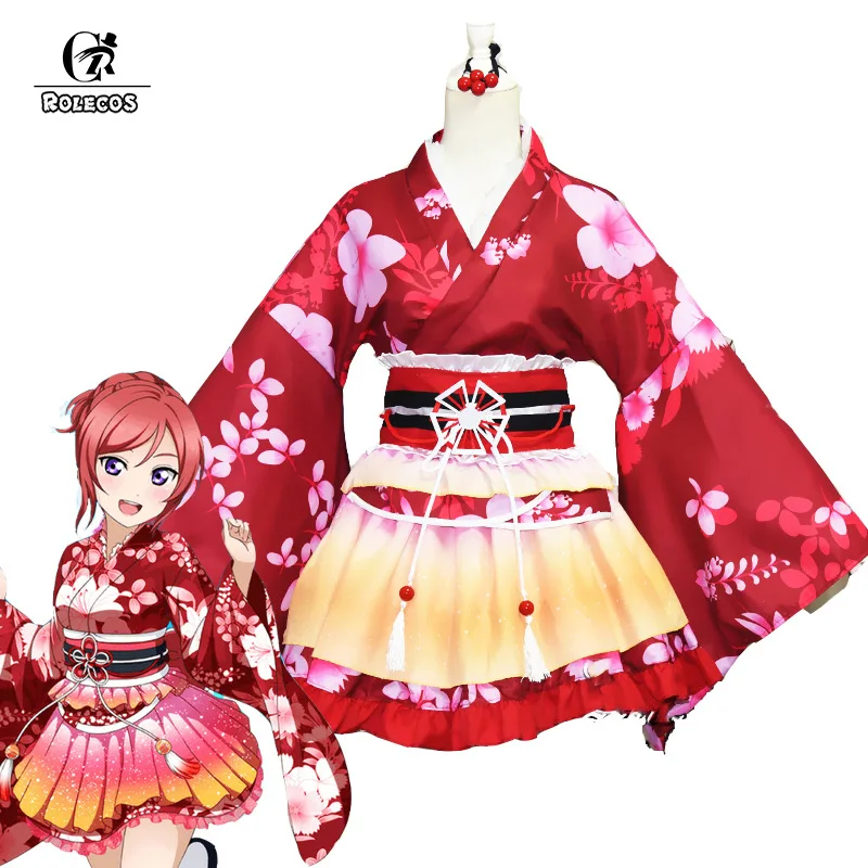 

ROLECOS Anime Love Live Cosplay Costumes Kousaka Honoka Sonoda Umi Nishikino Maki Kimono Cosplay Costumes Love Live Yukata