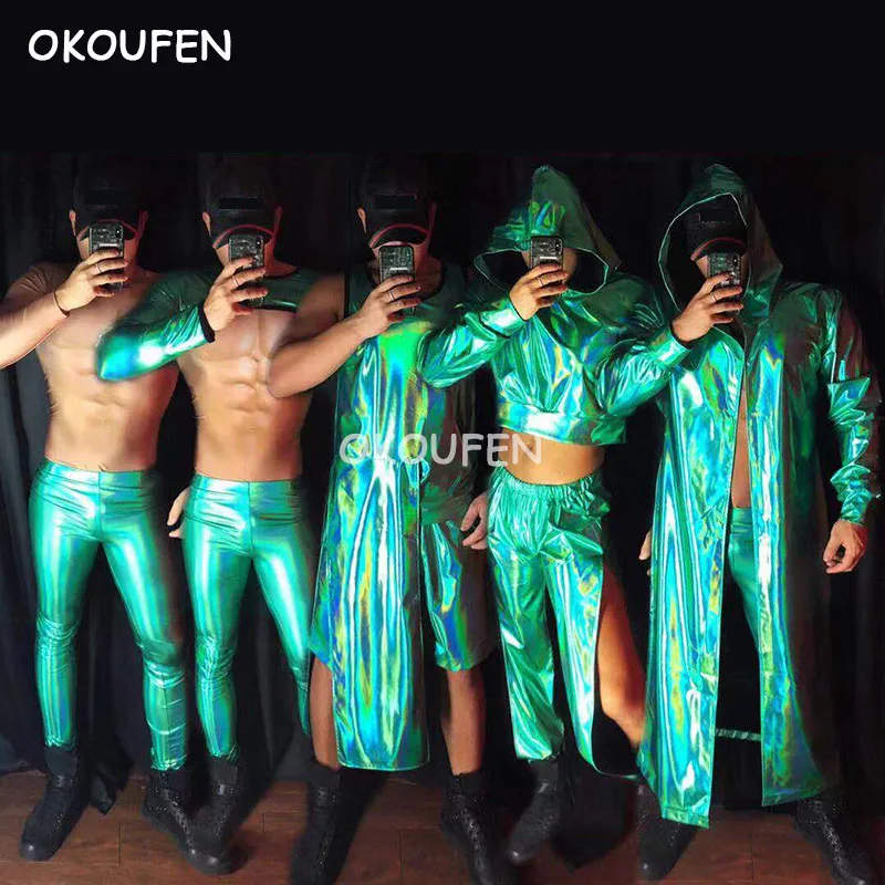 Nightclub Male Singer DS Gogo Costumes Green Theme Party Outfits Stage Show Party Theme Performance Clothing Set