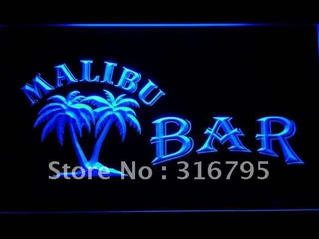 496 BAR Malibu Beer Pub LED Neon Light Signs with On/Off Switch 20+ Colors 5 Sizes to choose