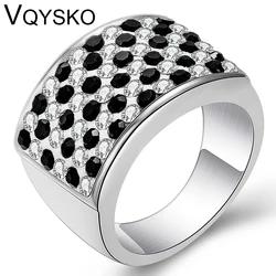 Fashion Crystal Jewelry Black Dots Rings For Party Gift 316 Stainless Steel Women Ring Wholesale Jewelry Supplier