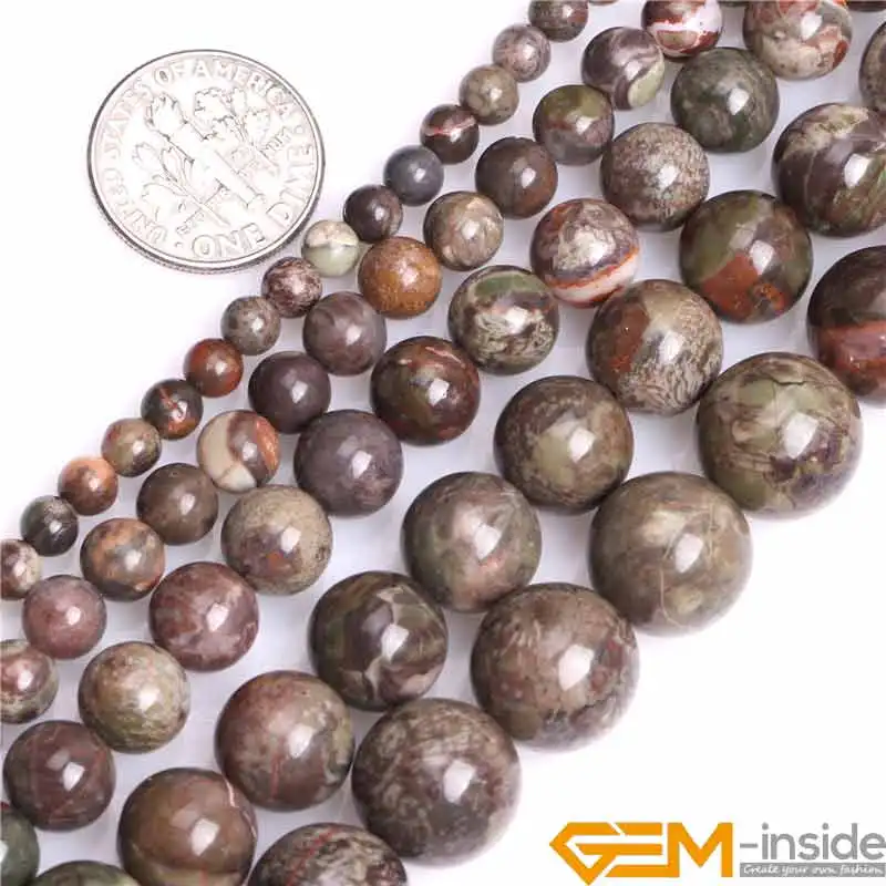 

4/6/8/10/12mm Round Natural Brown Rainfrest Agates Stone Gem Stone Semi Precious Beads Loose Beads For Jewelry Making 15"